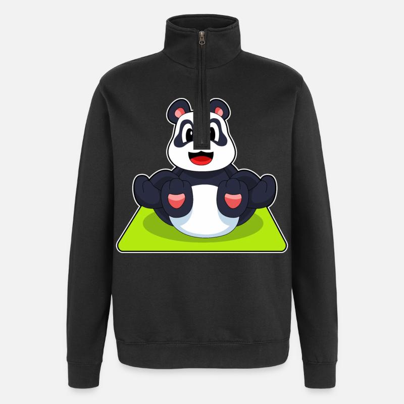 Méditation Panda Yoga - Sweat à zip 1/4 - noir