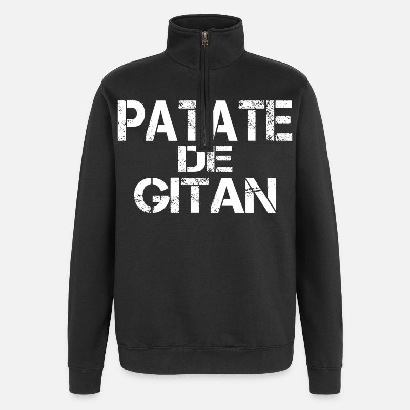 Patate de GITAN - Sweat à zip 1/4 - noir