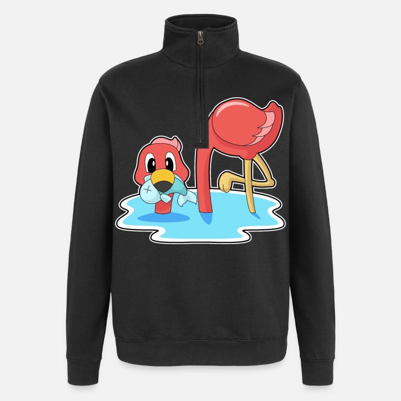 Flamingo Fish - Quarter-Zip Sweatshirt - black
