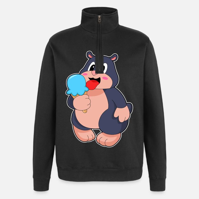 Maulwurf Waffeleis - Quarter-Zip-Sweatshirt - Schwarz