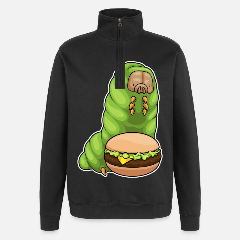 Raupe Cheeseburger - Quarter-Zip-Sweatshirt - Schwarz