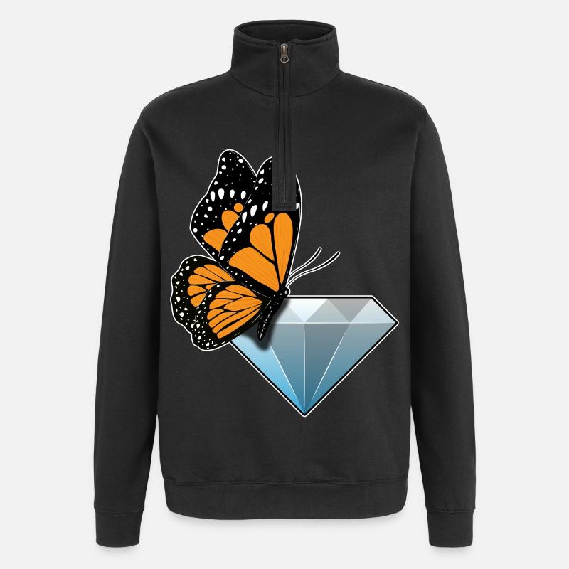 Butterfly Diamond - Quarter-Zip Sweatshirt - black