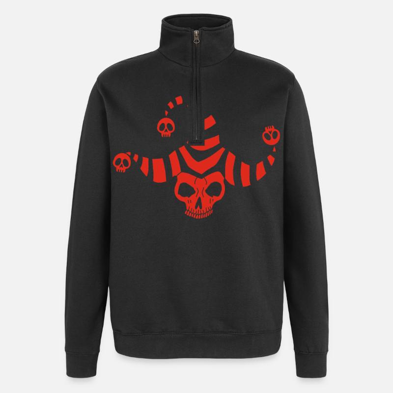 Roter Goblin-Schädel - Quarter-Zip-Sweatshirt - Schwarz