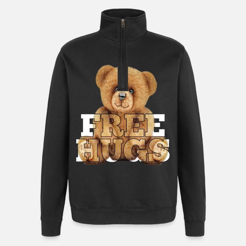 Teddy Free Hugs Cadeau - Sweat à zip 1/4 - noir