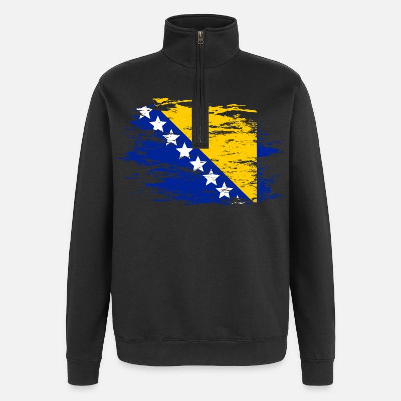 Drapeau bosnien utilisé - Sweat à zip 1/4 - noir