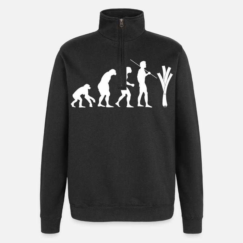 Evolution des Lauchs (weiß) - Quarter-Zip-Sweatshirt - Schwarz