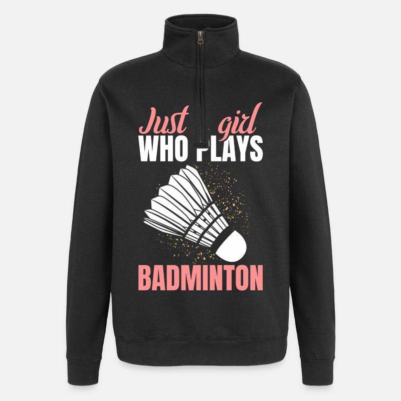 Badminton Mädchen - Quarter-Zip-Sweatshirt - Schwarz