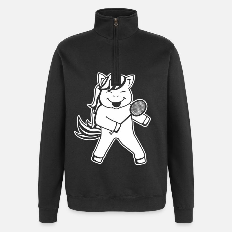 Einhorn Badminton - Quarter-Zip-Sweatshirt - Schwarz