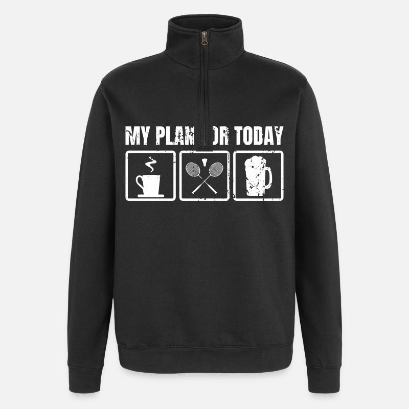 Kaffee Badminton Bier - Quarter-Zip-Sweatshirt - Schwarz