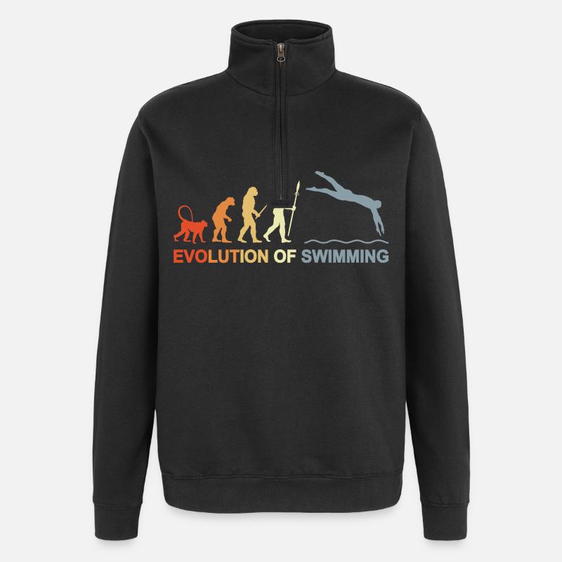 Évolution de la natation - Sweat à zip 1/4 - noir