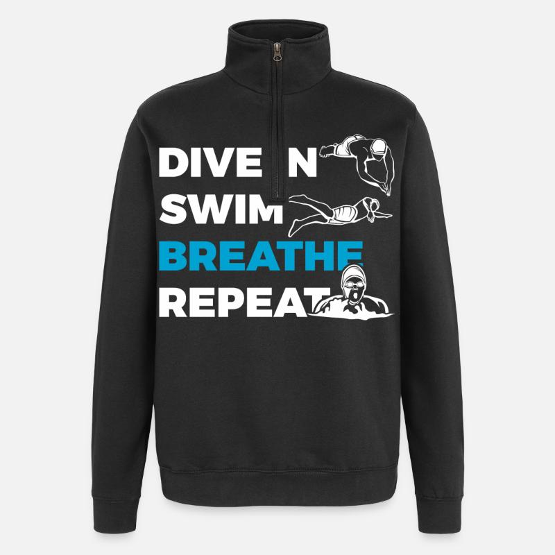 Diving Swimming Breathing Repeating - Quarter-Zip Sweatshirt - black