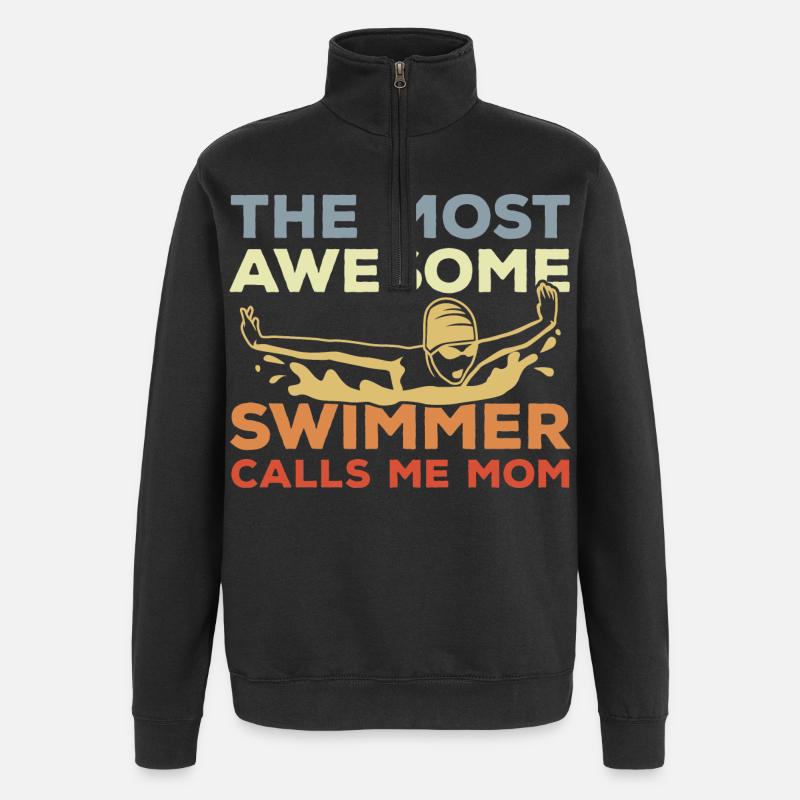 Mère nageuse - Sweat à zip 1/4 - noir