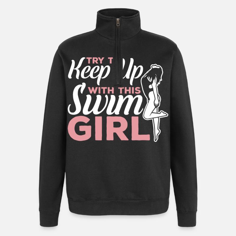 Schwimmerin - Quarter-Zip-Sweatshirt - Schwarz