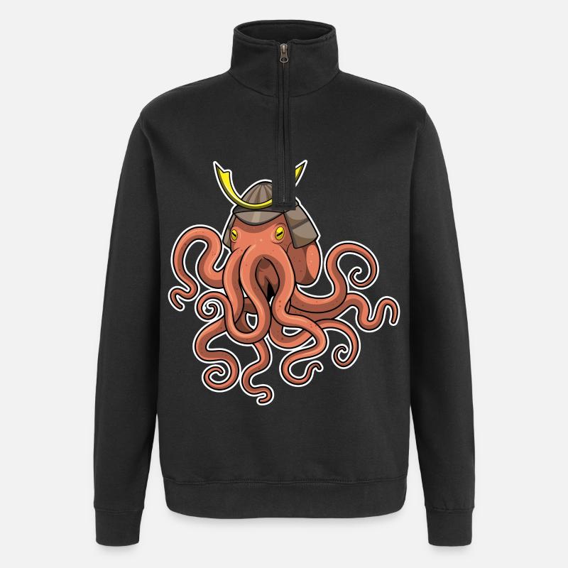 Krake Samurai Kampfsport - Quarter-Zip-Sweatshirt - Schwarz