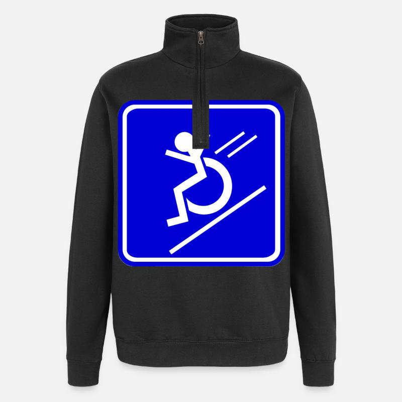 This wheelchair user rolls down quickly * - Quarter-Zip Sweatshirt - black