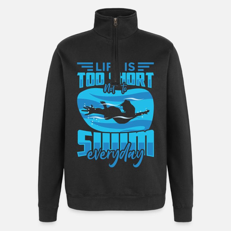 Drôle de citation de natation - Sweat à zip 1/4 - noir