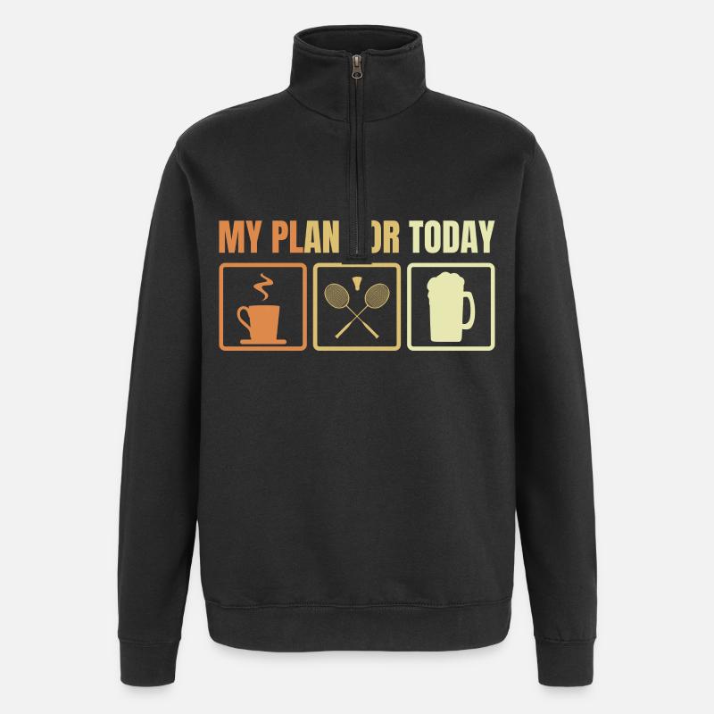 Retro Badminton Zeitplan - Quarter-Zip-Sweatshirt - Schwarz