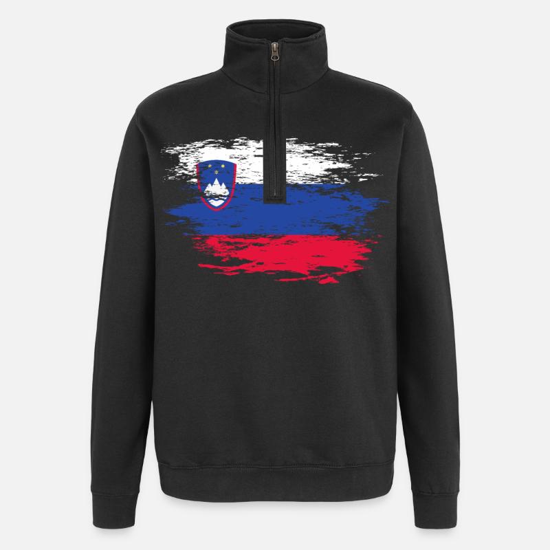 Drapeau de la Slovénie utilisé - Sweat à zip 1/4 - noir