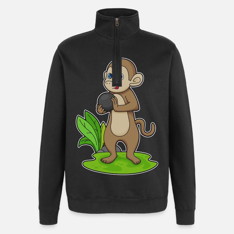 Affe Bowling Bowlingkugel - Quarter-Zip-Sweatshirt - Schwarz