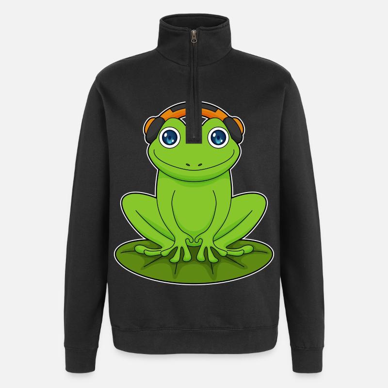 Frog Headphone Musique - Sweat à zip 1/4 - noir
