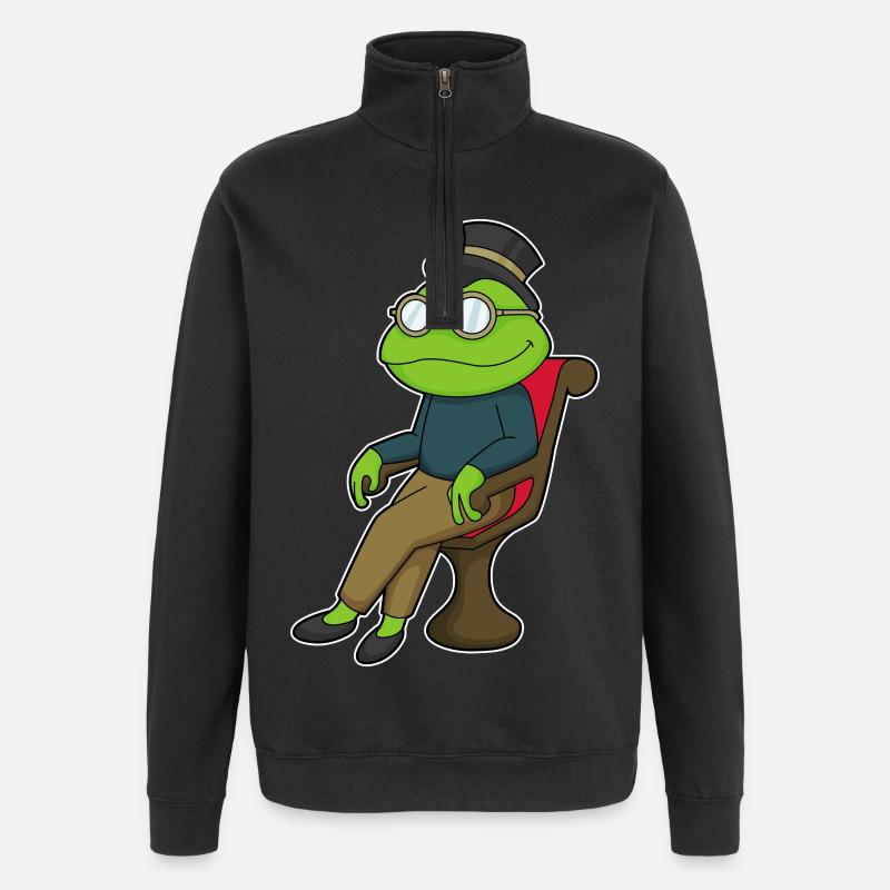 Frosch Stuhl - Quarter-Zip-Sweatshirt - Schwarz