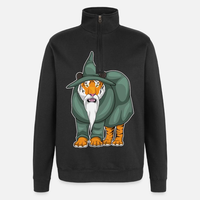 Tiger Zauberer - Quarter-Zip-Sweatshirt - Schwarz