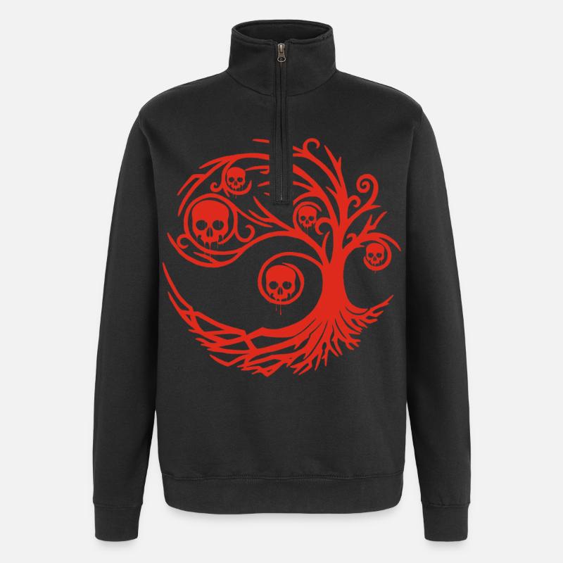 Red tree with skulls - Quarter-Zip Sweatshirt - black