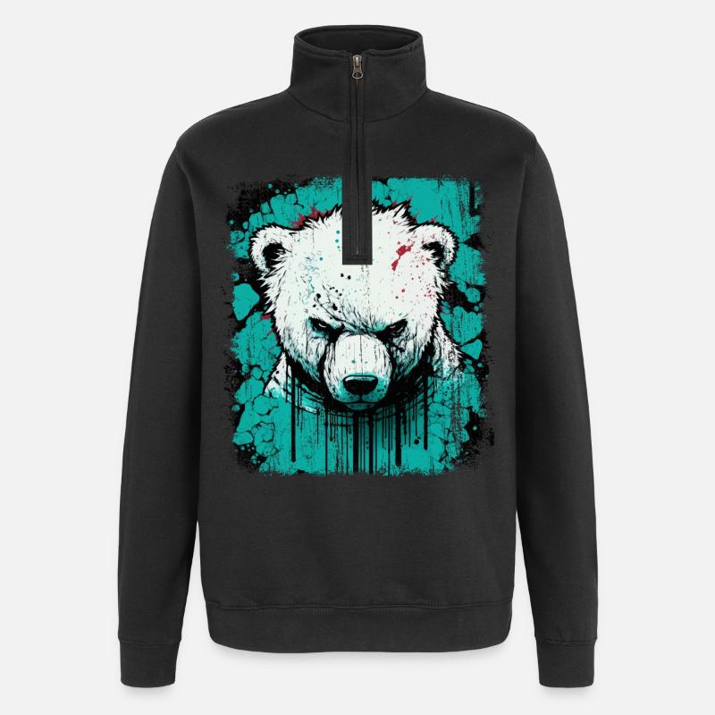 Wütender Eisbär - Quarter-Zip-Sweatshirt - Schwarz