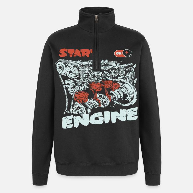 Start the engine, engine, engine - Quarter-Zip Sweatshirt - black