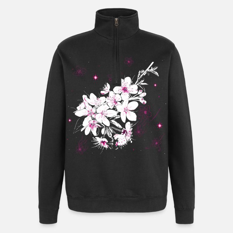 Cherry Blossom Sakura Spring - Quarter-Zip Sweatshirt - black