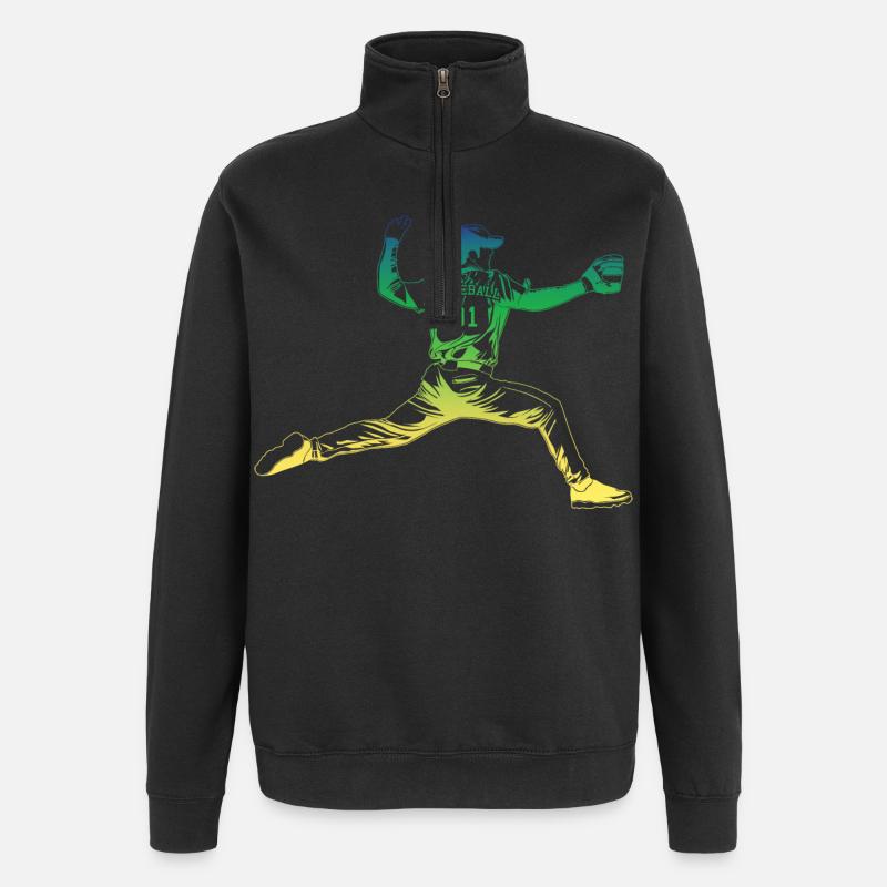 Pitcher Baseball - Quarter-Zip-Sweatshirt - Schwarz