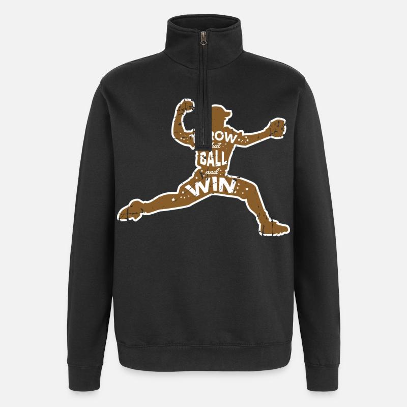 Baseball Wurf - Quarter-Zip-Sweatshirt - Schwarz