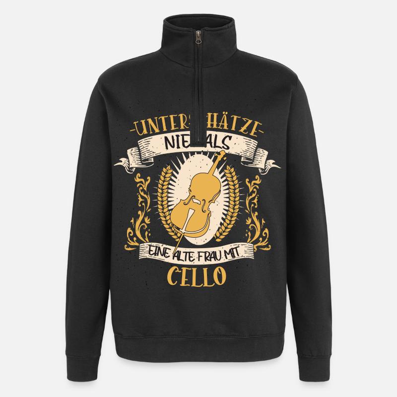 Cello Streichinstrument Musikerin Geschenk - Quarter-Zip-Sweatshirt - Schwarz