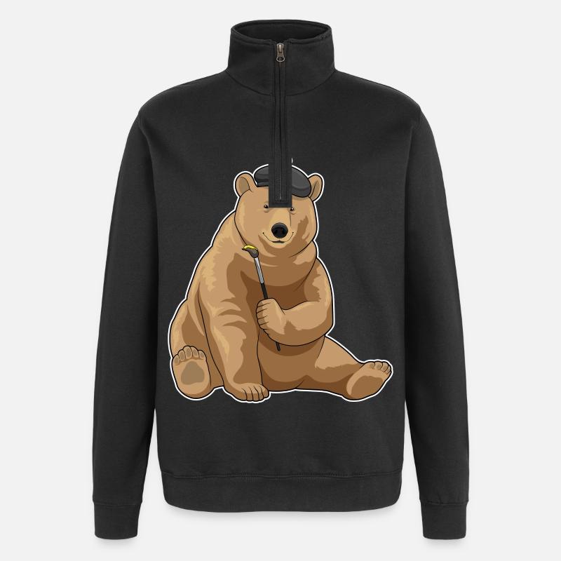 Pinceau de peintre d’ours - Sweat à zip 1/4 - noir