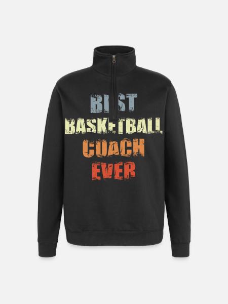 Basketballtrainer Motivation - Quarter-Zip-Sweatshirt - Schwarz