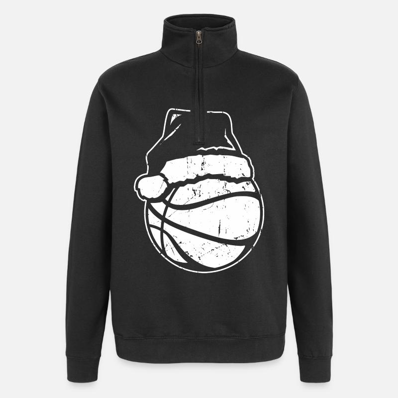 Basketball Weihnachtsmann - Quarter-Zip-Sweatshirt - Schwarz