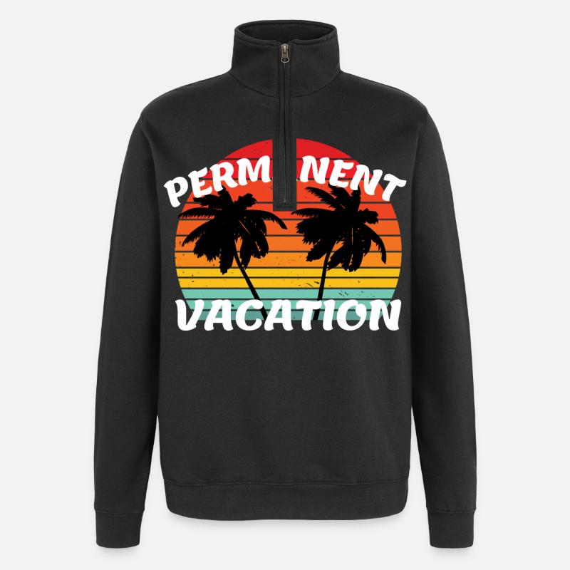 Holidays and pensions - Permanent Vacation - Quarter-Zip Sweatshirt - black