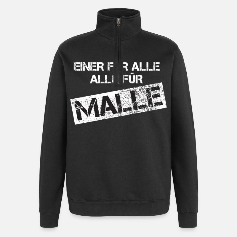 MALLE Slogan Grunge Stamp - Quarter-Zip-Sweatshirt - Schwarz