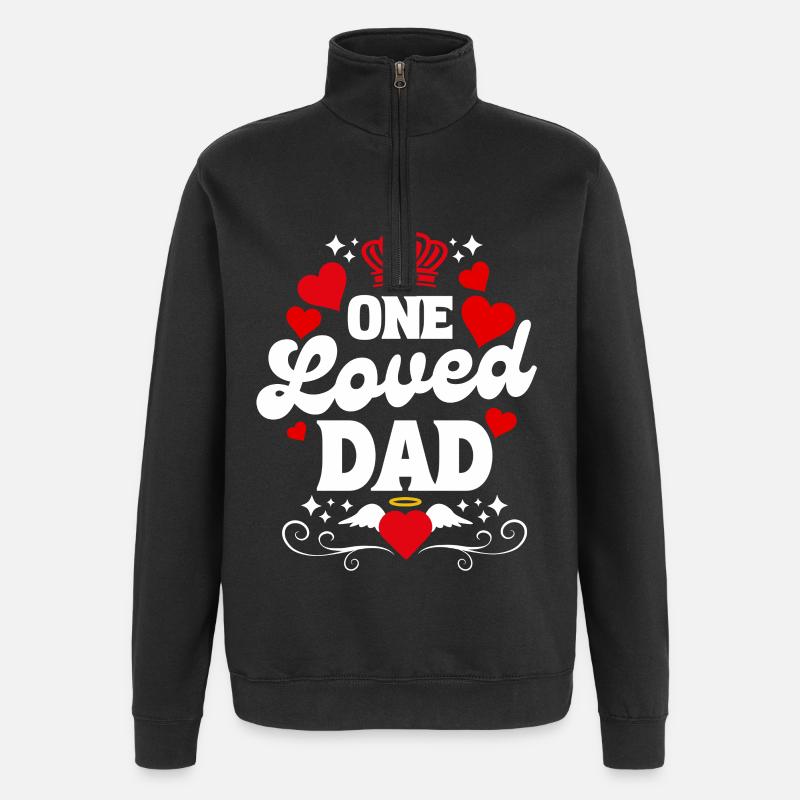 Valentine's Day one loved dad - Quarter-Zip Sweatshirt - black