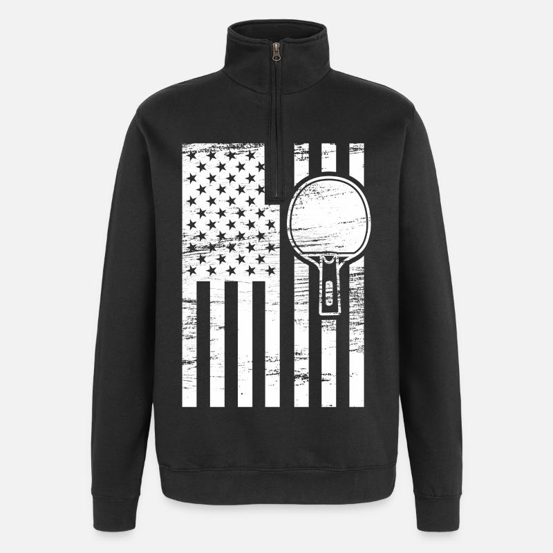 Ping Pong Drapeau américain - Sweat à zip 1/4 - noir