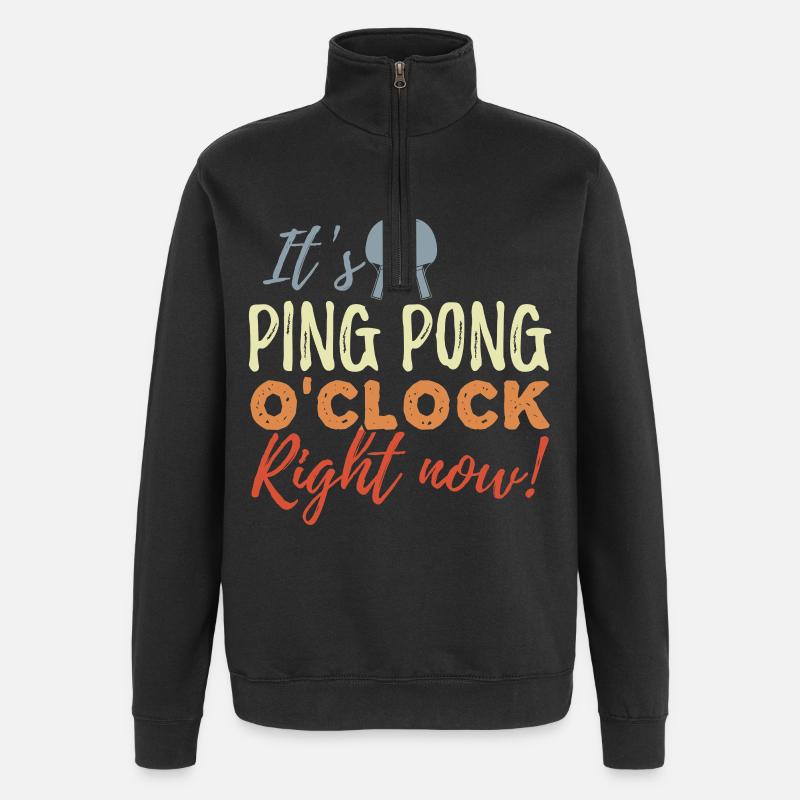 Ping Pong Zeit - Quarter-Zip-Sweatshirt - Schwarz
