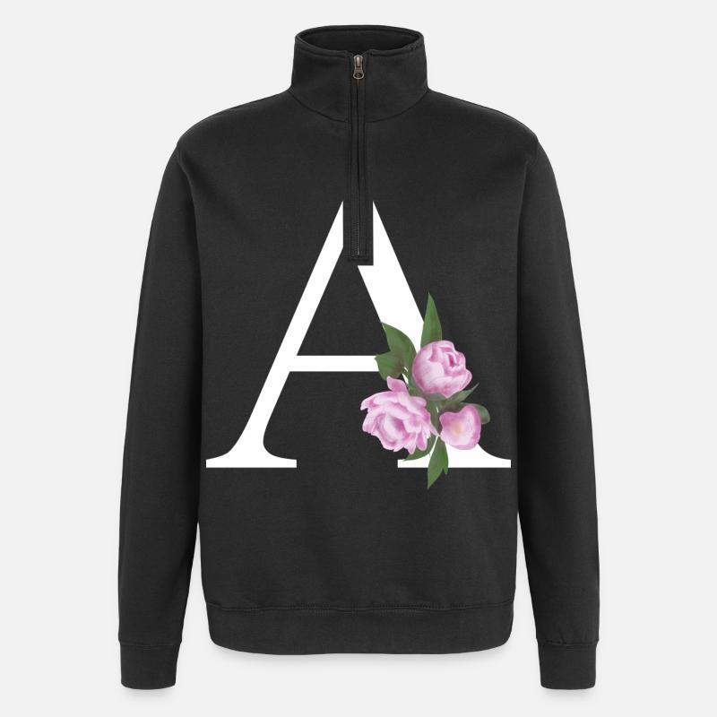 A - Quarter-Zip-Sweatshirt - Schwarz