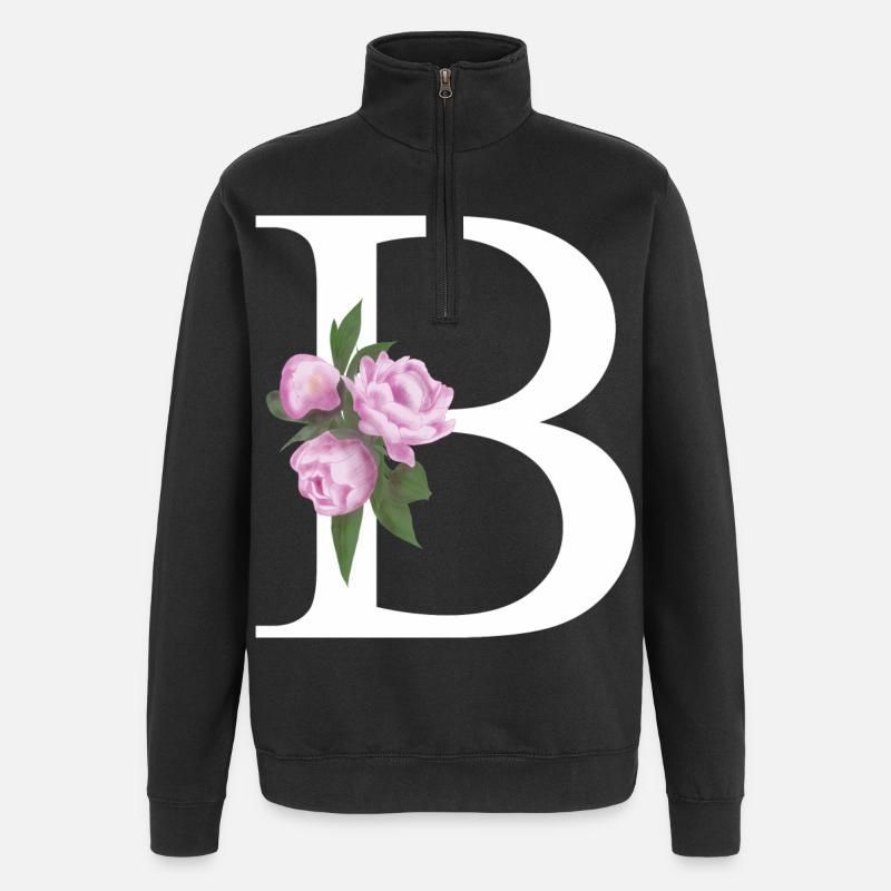 B - Quarter-Zip-Sweatshirt - Schwarz