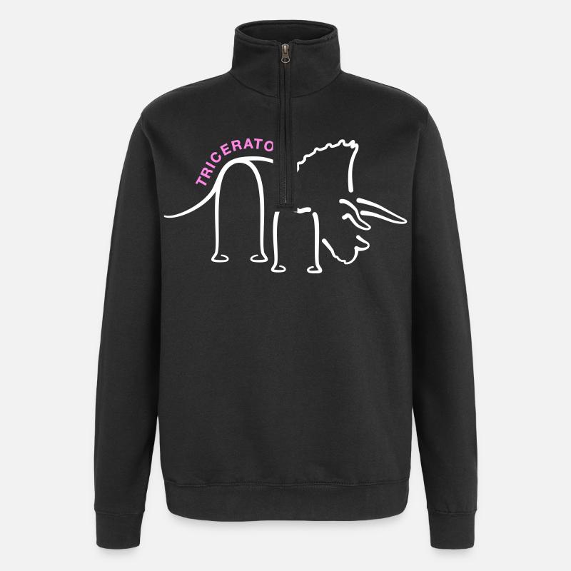 Dinosaurier Triceratops Dino Liniengrafik - Quarter-Zip-Sweatshirt - Schwarz
