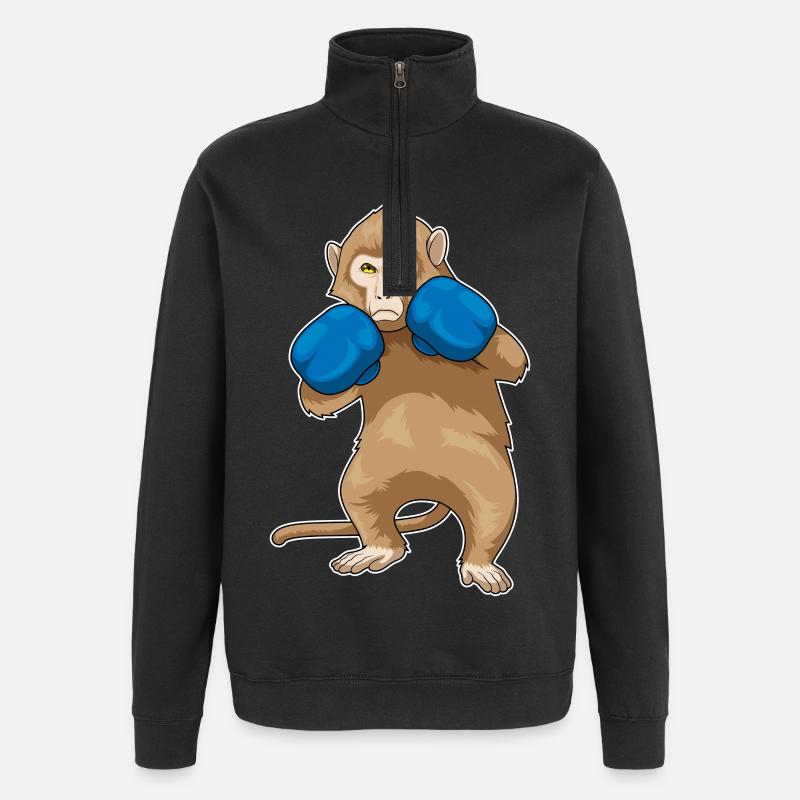 Affe Boxer Boxhandschuhe Sport - Quarter-Zip-Sweatshirt - Schwarz