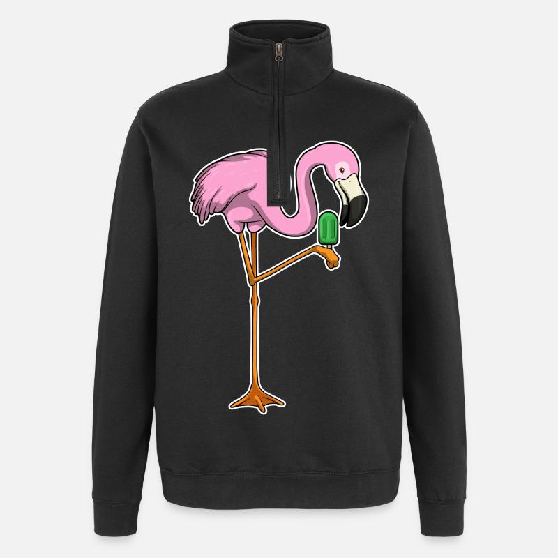 Flamingo popsicles - Quarter-Zip Sweatshirt - black