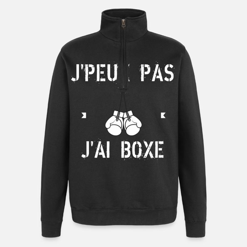 J'Peux Pas J'Ai Boxe - Sweat à zip 1/4 - noir