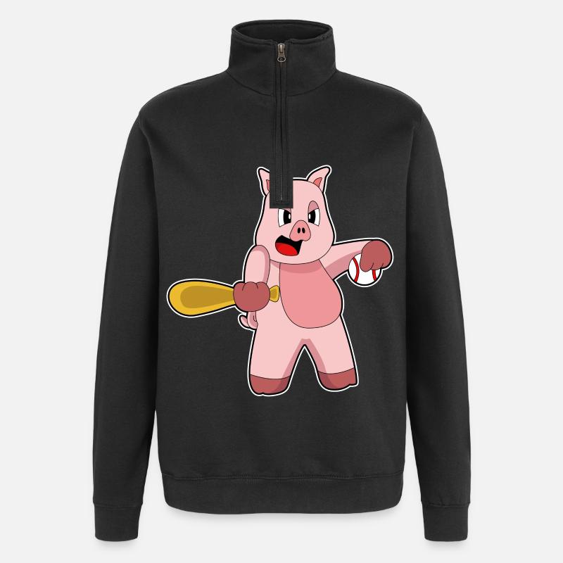 Pig Baseball Batte - Sweat à zip 1/4 - noir