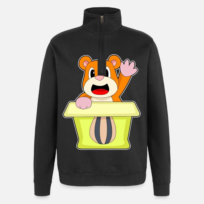 Hamster Karton - Quarter-Zip-Sweatshirt - Schwarz