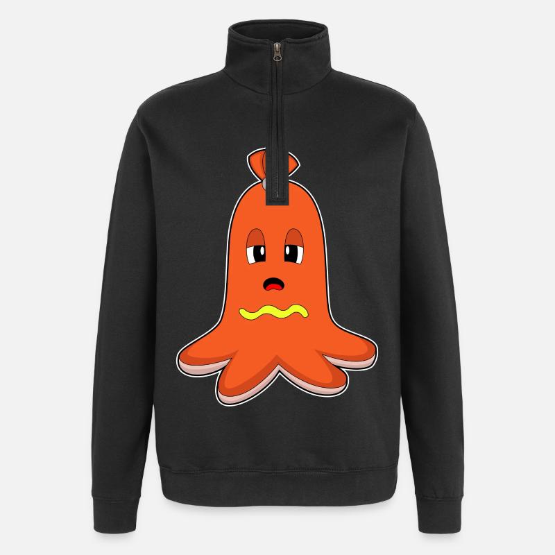 Krake Hotdog - Quarter-Zip-Sweatshirt - Schwarz